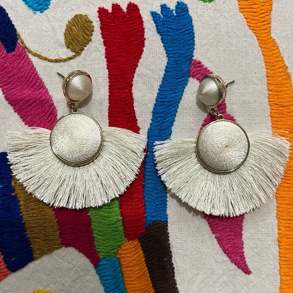 Cream Tassel Earrings - Picture 1 of 5